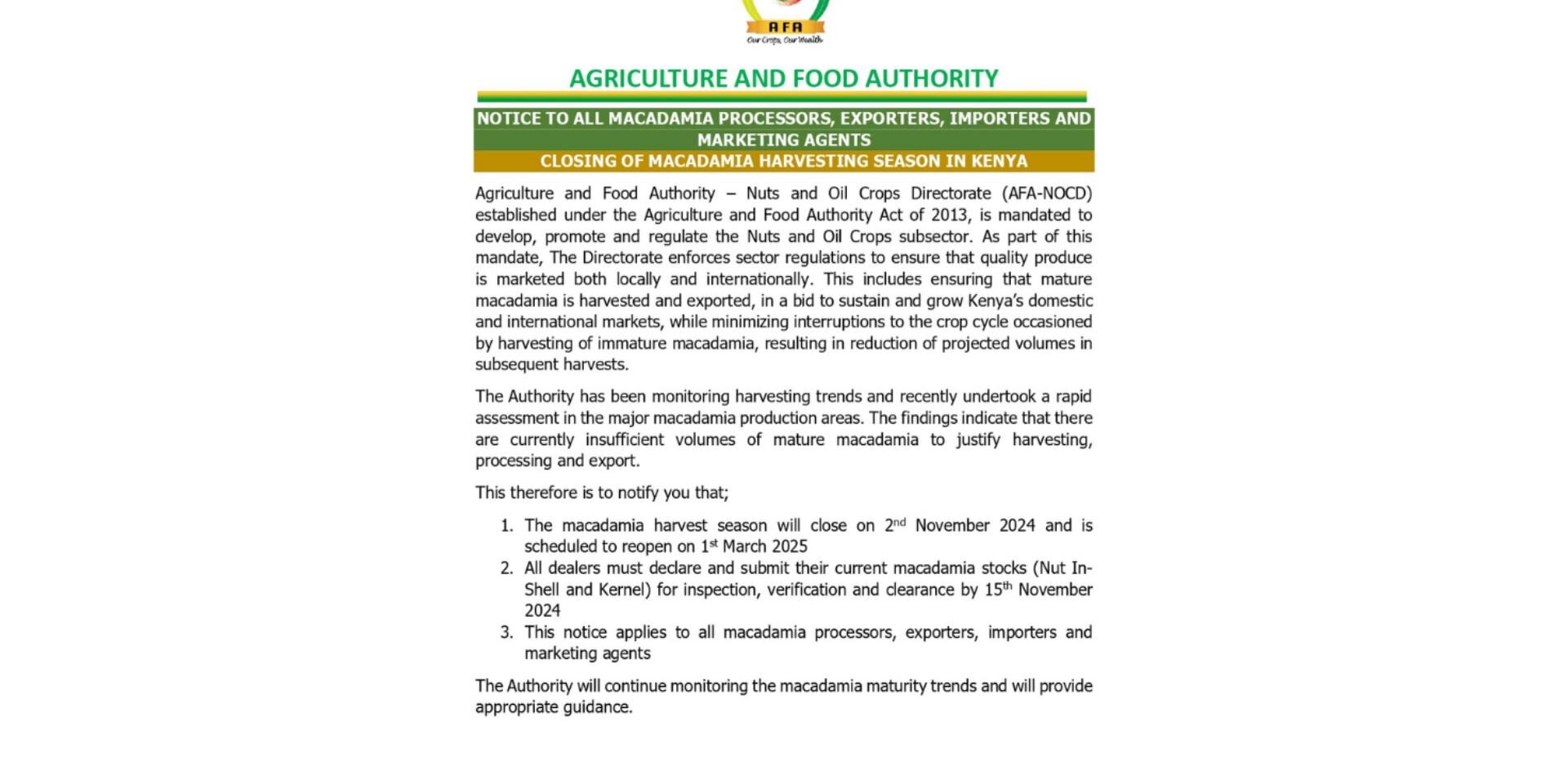 notice-to-all-macadamia-processors--exporters--importers-and-marketing-agents