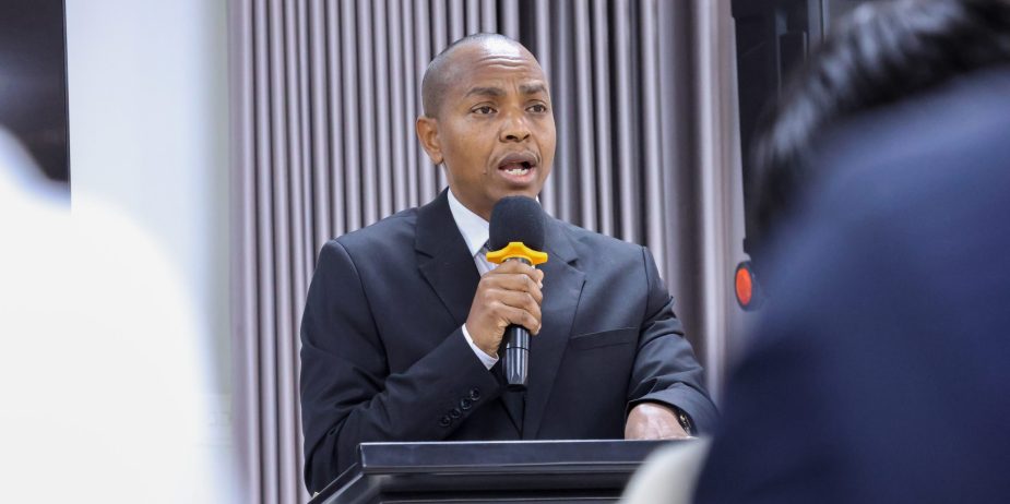 Felix Mutwiri, Coffee Directorate Director, speaks to the EUDR Multi-Agency Taskforce Committee at a sensitization meeting organized by the AFA Coffee Directorate, which leads the EUDR implementation project. Photo Credits| Mamo Guyo| Agriculture and Food Authority